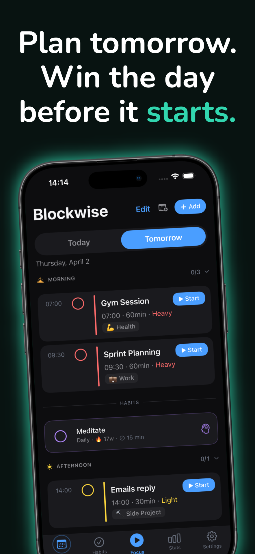 Blockwise — Habit Tracker, Time Block Planner & Focus Timer
